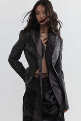 Dark Smoke Faux Leather Blazer