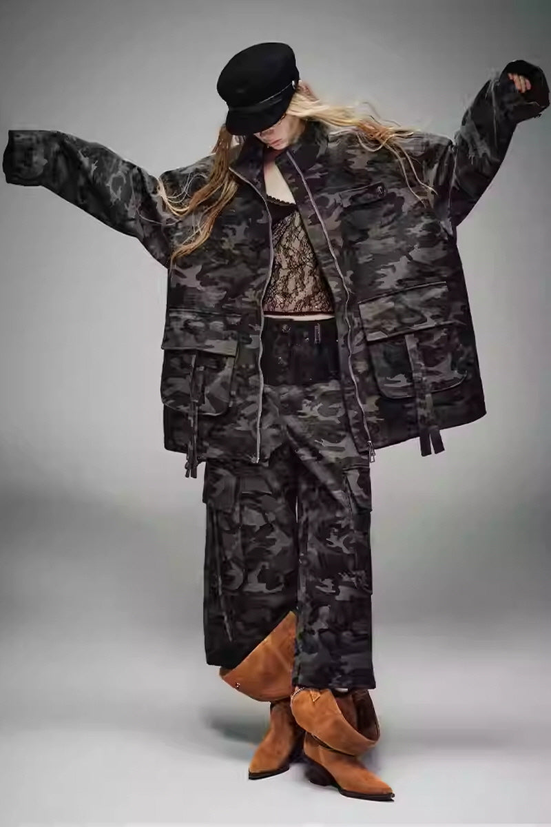 Urban Camouflage Oversized Utility Jacket