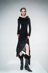 Ethereal Steps Irregular Layered Dress - Black