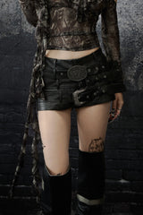 Belted Edge Leather Skirt