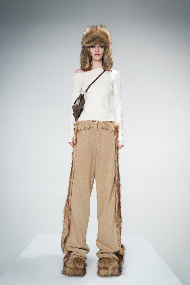 Frostbound Luxe Straight-Leg Pants - Brown