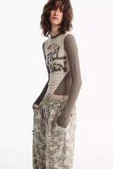 Edgy Layered Script Cut-Out Top