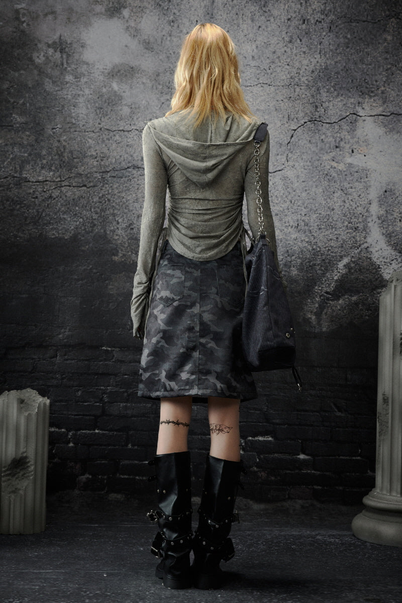 Urban Rebellion Camouflage Denim Skirt