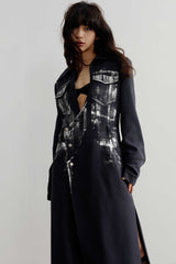 Metallic Brushstroke Maxi Suit Jacket