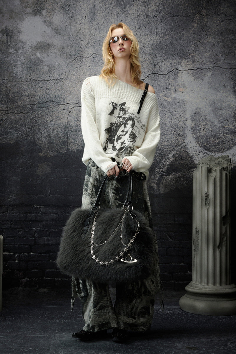 Belted Asymmetry Knit Sweater