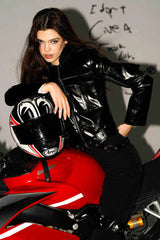 Glossy Punk Biker Leather Jacket