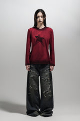 Faded Star Washed Cotton Long Sleeve Top