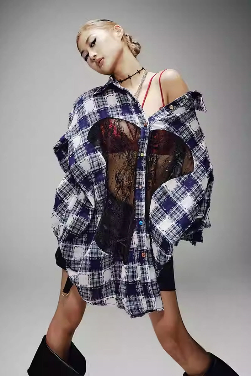 Enchanted Plaid Lace Overshirt