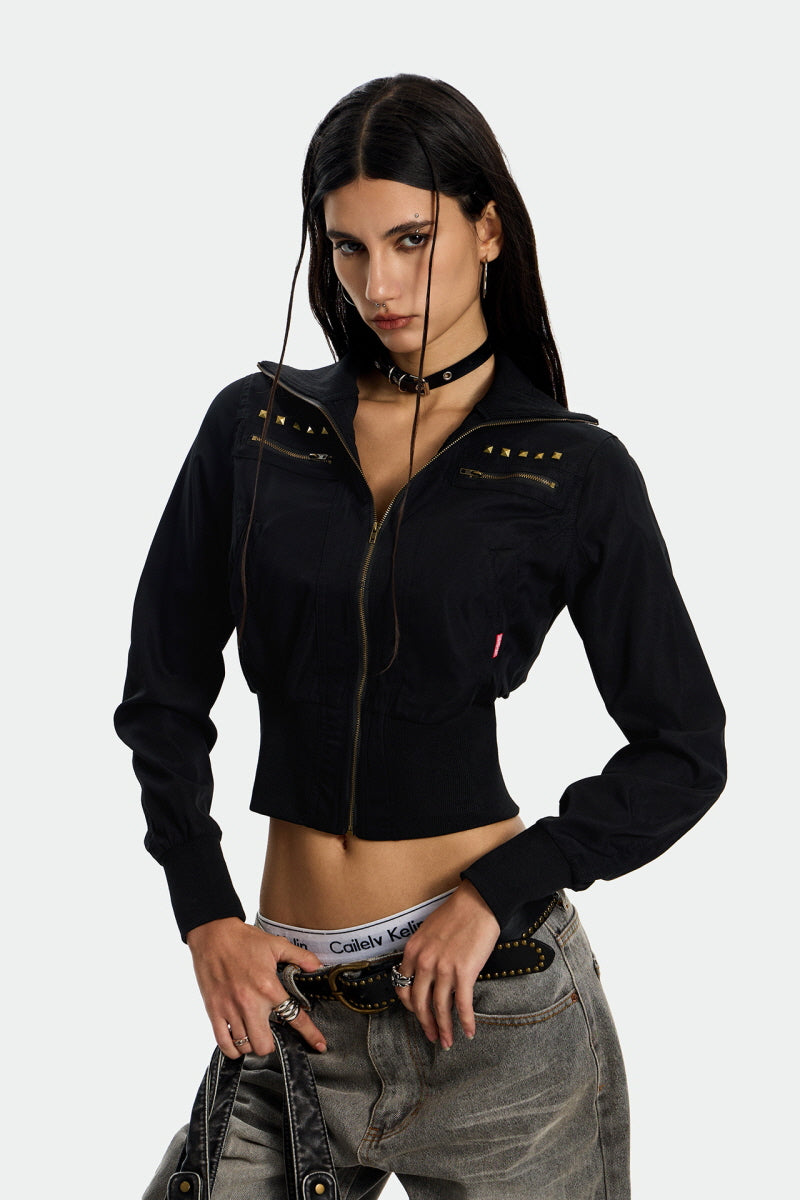 Rogue Camo Cropped Jacket - Black
