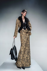 Autumn Veil Tweed Ensemble - Jacket & Maxi Skirt