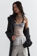 Ethereal Sheer Ruffle Crop Camisole