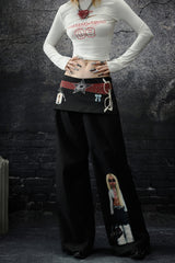 Retro Graphic Wide-Leg Pants