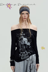 Angel Graphic Off-Shoulder Top