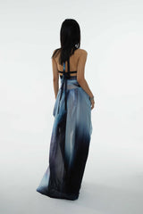 Oceanic Hues Backless Maxi Dress