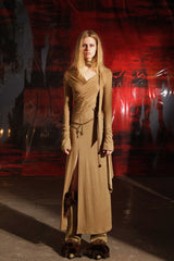 Golden Horizon Slit Wrap Dress (with waist chain)