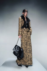 Autumn Veil Tweed Ensemble - Jacket & Maxi Skirt