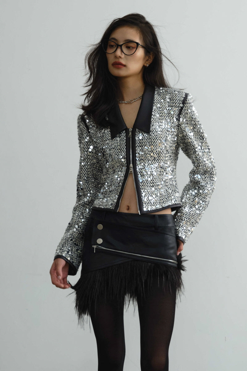 Sparkling Glam Sequin Cropped Jacket