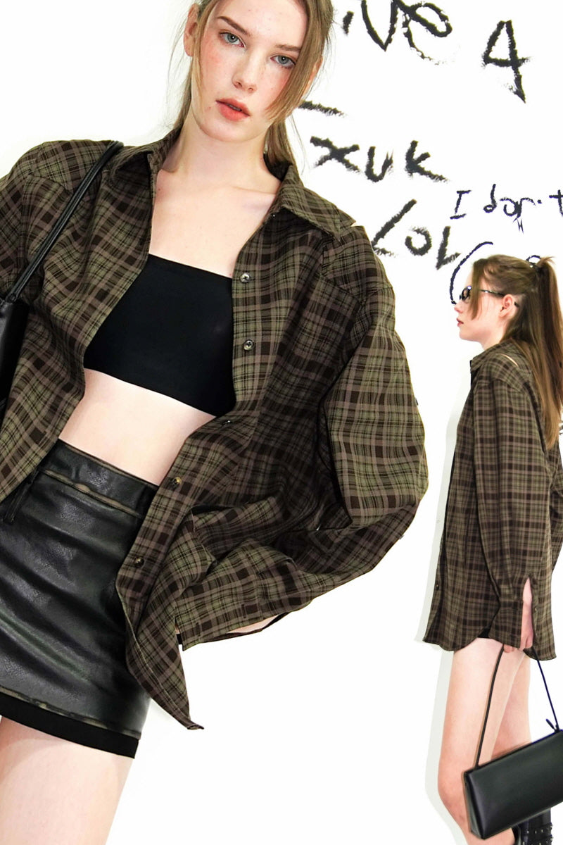 Urban Plaid Oversized Statement Shirt