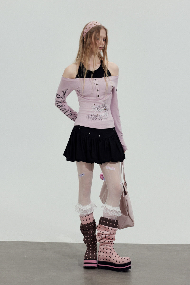 Studded Bubble Mini Skirt