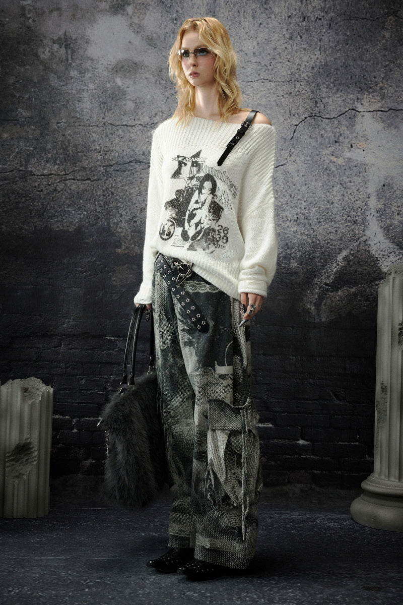 Belted Asymmetry Knit Sweater