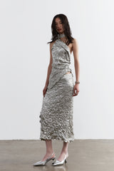 Minimalist Metallic Muse Crinkle Two-Piece Dress