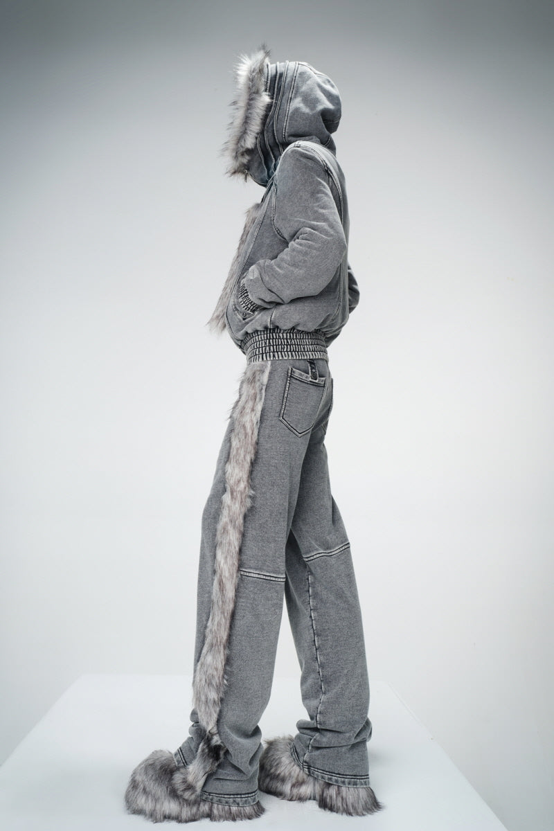 Frostbound Luxe Straight-Leg Pants - Gray