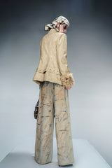 Art-Stained Wide-Leg Denim Pants