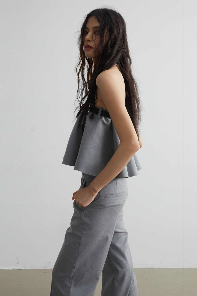 Dual-Layered Flare Pants with Skirts Detail