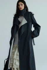 Shadow Play: Contrasting Stitch Dual-Layer Trench