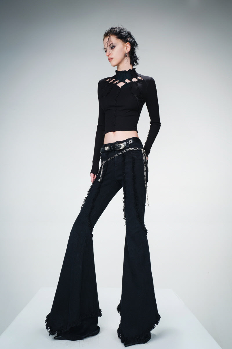 Vintage Edge Frayed Bootcut Pants