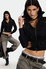 Rogue Camo Cropped Jacket - Black