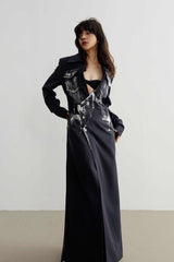 Metallic Brushstroke Maxi Suit Jacket