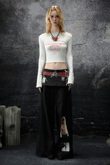 Retro Graphic Wide-Leg Pants
