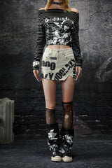 Irregular Lettering Low-Rise Skirt