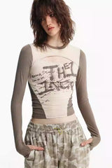 Edgy Layered Script Cut-Out Top