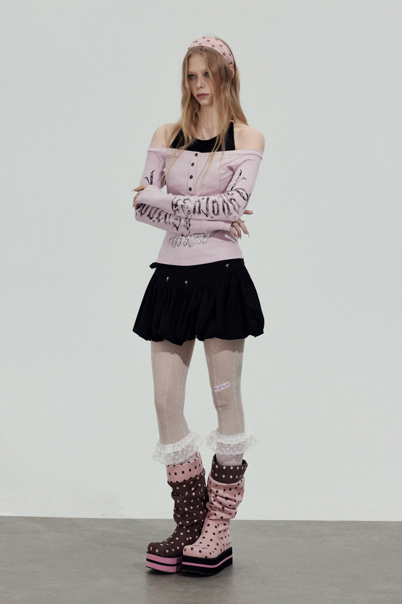 Studded Bubble Mini Skirt