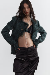 Frayed Edge Tweed Crop Jacket