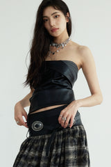 Dark Retro Plaid Low-Rise Maxi Skirt