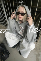 Chill Pup Oversized Hoodie-Gray