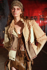 Distressed Patchwork Short Coat