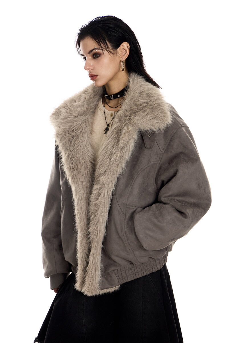Feral Frost Suede Fur Jacket - Coffee