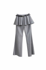 Dual-Layered Flare Pants with Skirts Detail