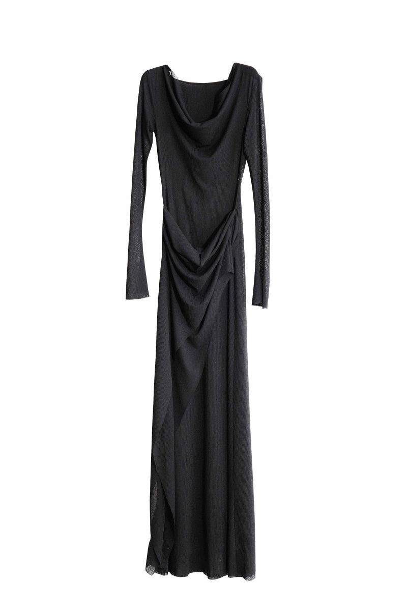 Mystic Noir Hooded Layered Knit Dress