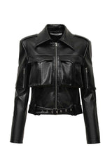 Glossy Punk Biker Leather Jacket