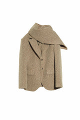 Ginger Texture Woolen Blazer with Detachable Scarf