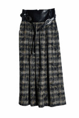 Dark Retro Plaid Low-Rise Maxi Skirt