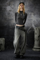 Shadow Script Washed Loose Jeans