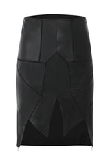 Fierce Split Panel Leather Skirt