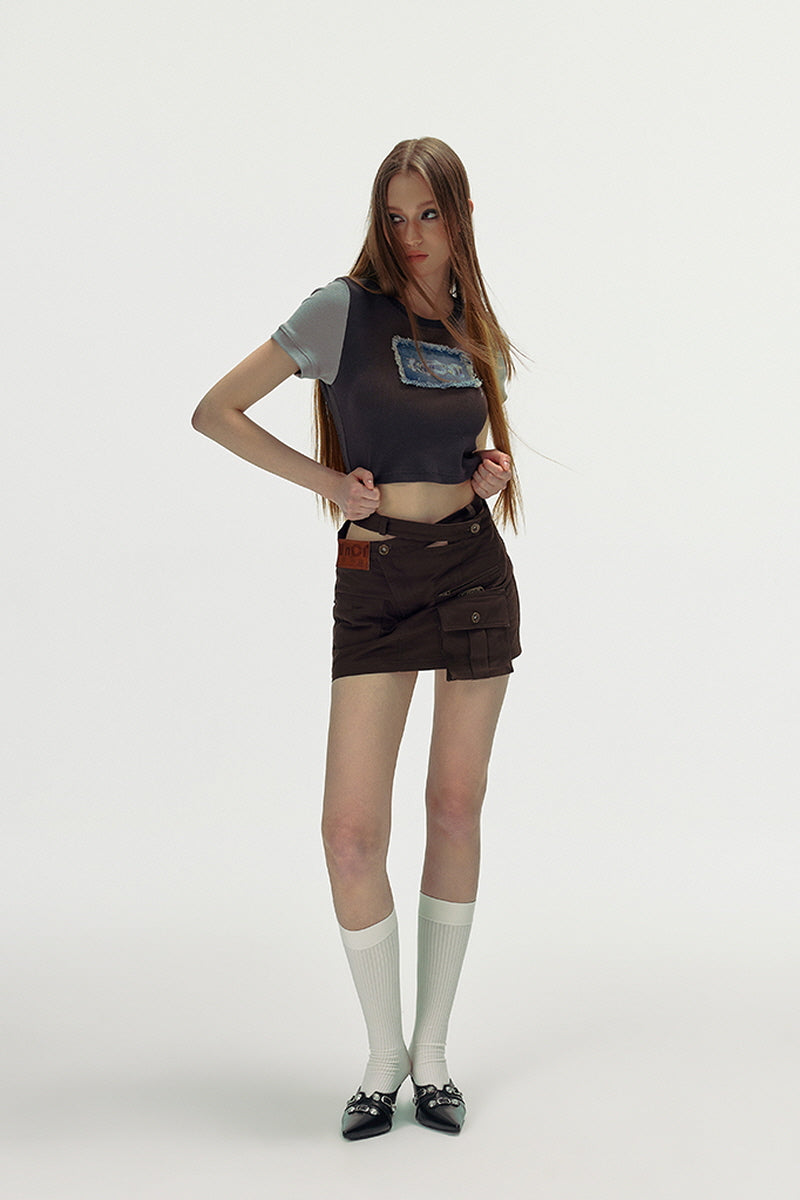 Urban Utility Asymmetrical Mini Skirt