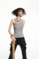 Rock Rivet Chain Tank-Gray